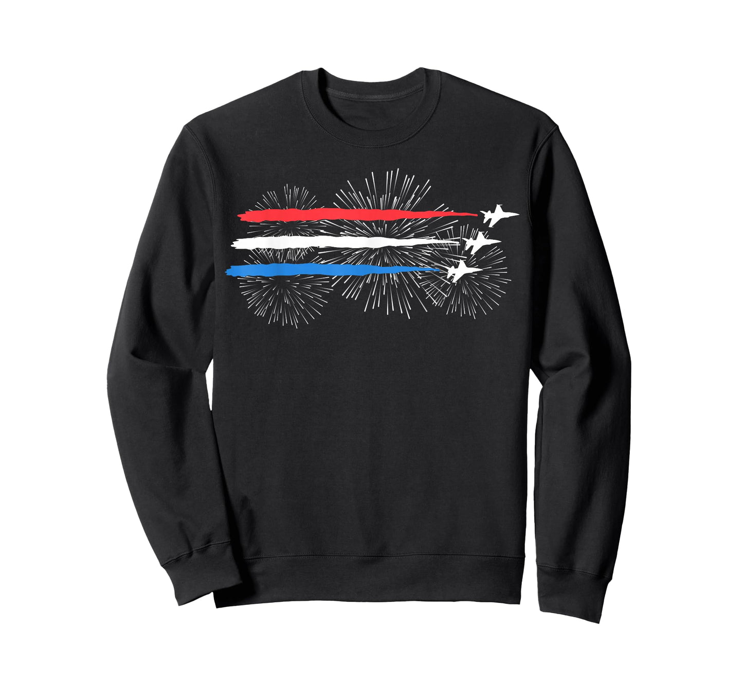 Red White and Blue Fighter Jets with Fireworks 4th of July T-Shirt