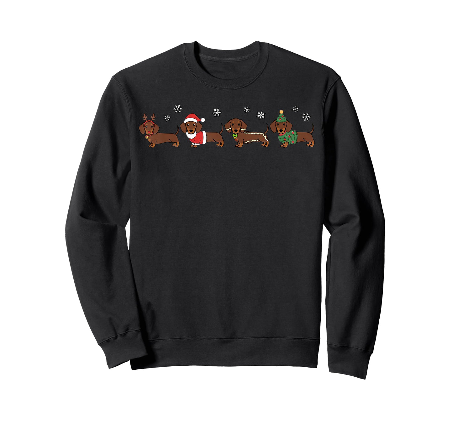 Funny Dog Dachshund Merry Christmas Xmas Snowflake Holiday T-Shirt