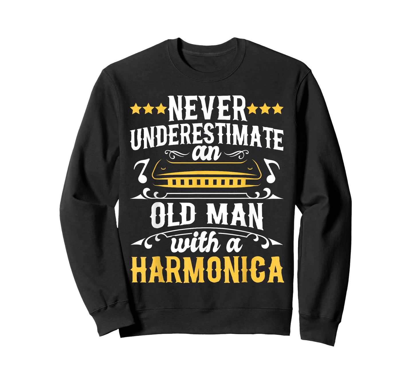 Never Underestimate An Old Man With A Harmonica Harmonicist T-Shirt