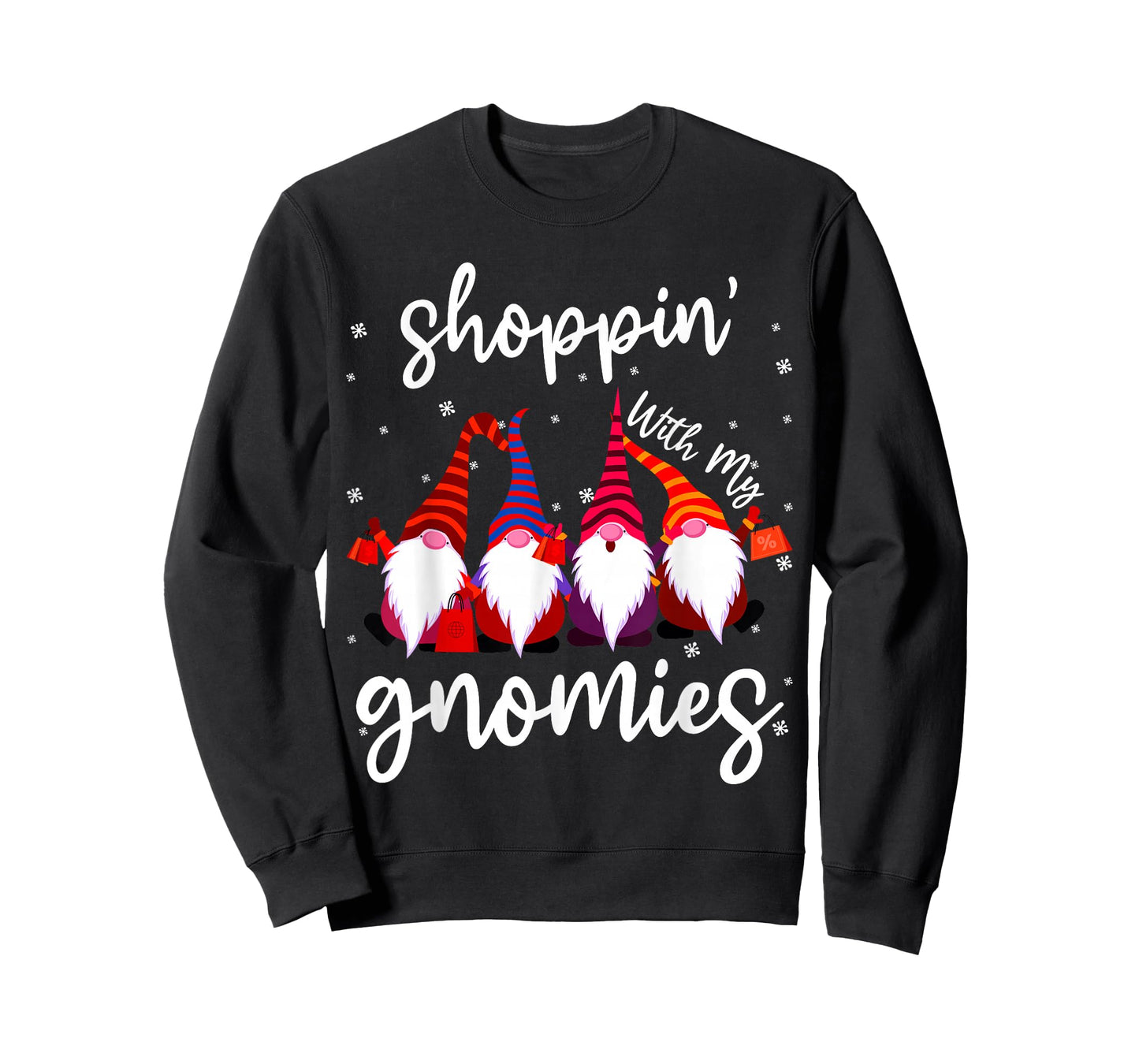 Shopping With My Gnomies Cute Xmas Gnomes Lover Christmas T-Shirt