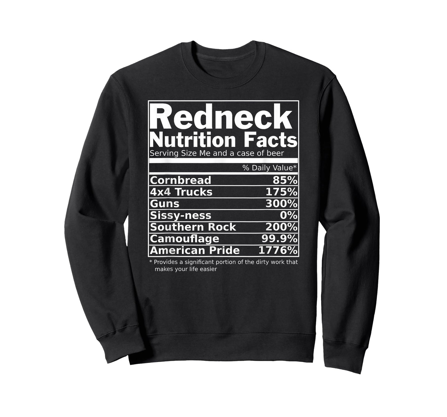 Redneck Nutrition Facts Funny T-Shirt T-Shirt