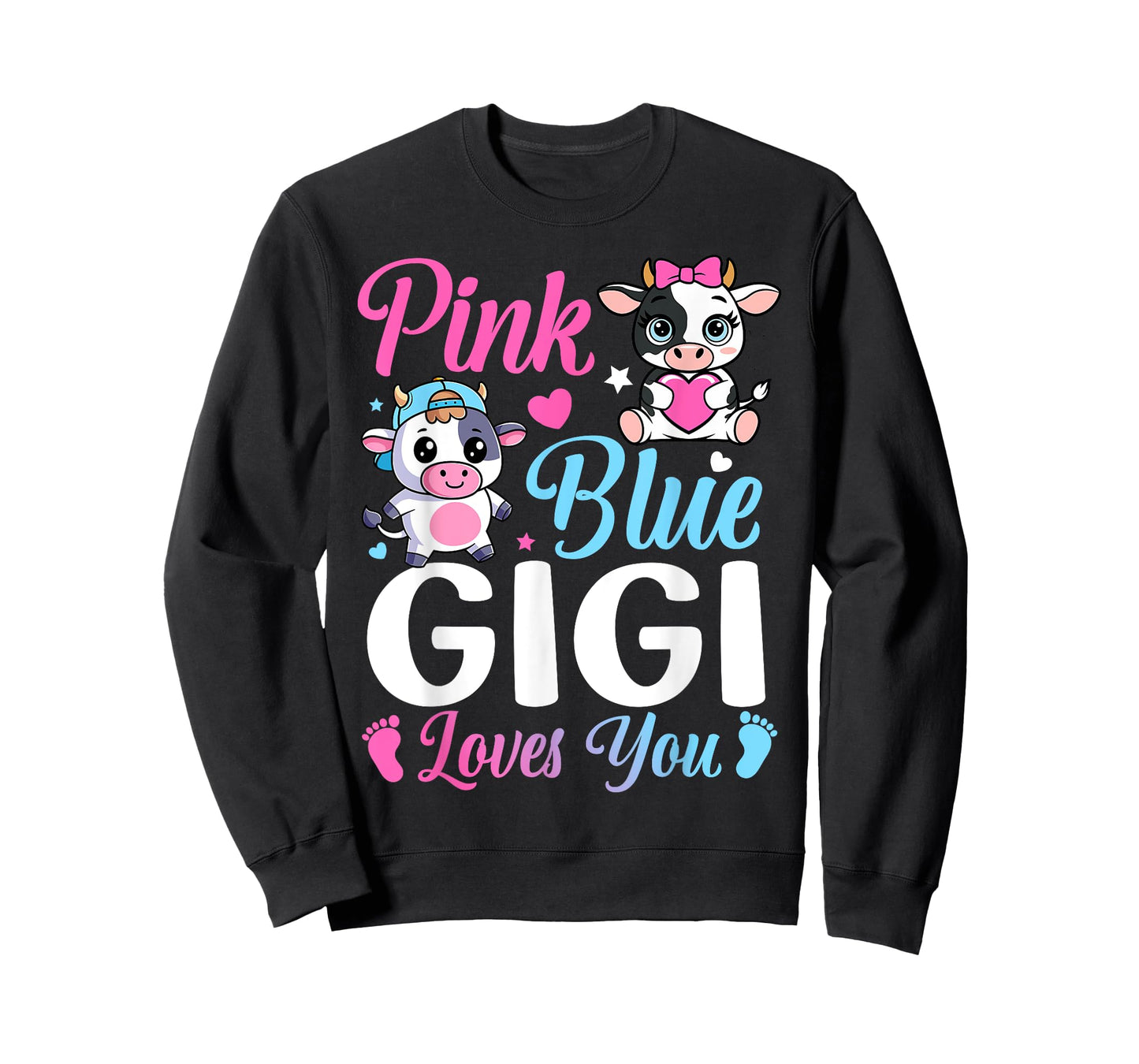 Pink Or Blue Gigi Loves You Cow Gender Reveal Family T-Shirt