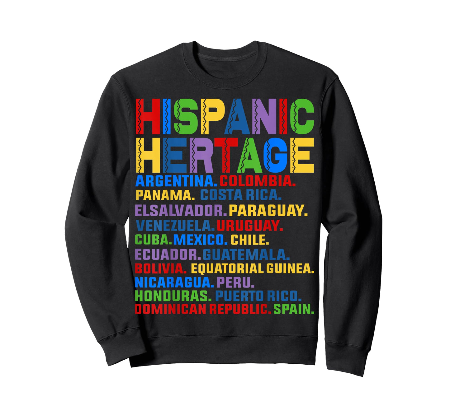 Hispanic Heritage Month Latino All Countries Names T-Shirt