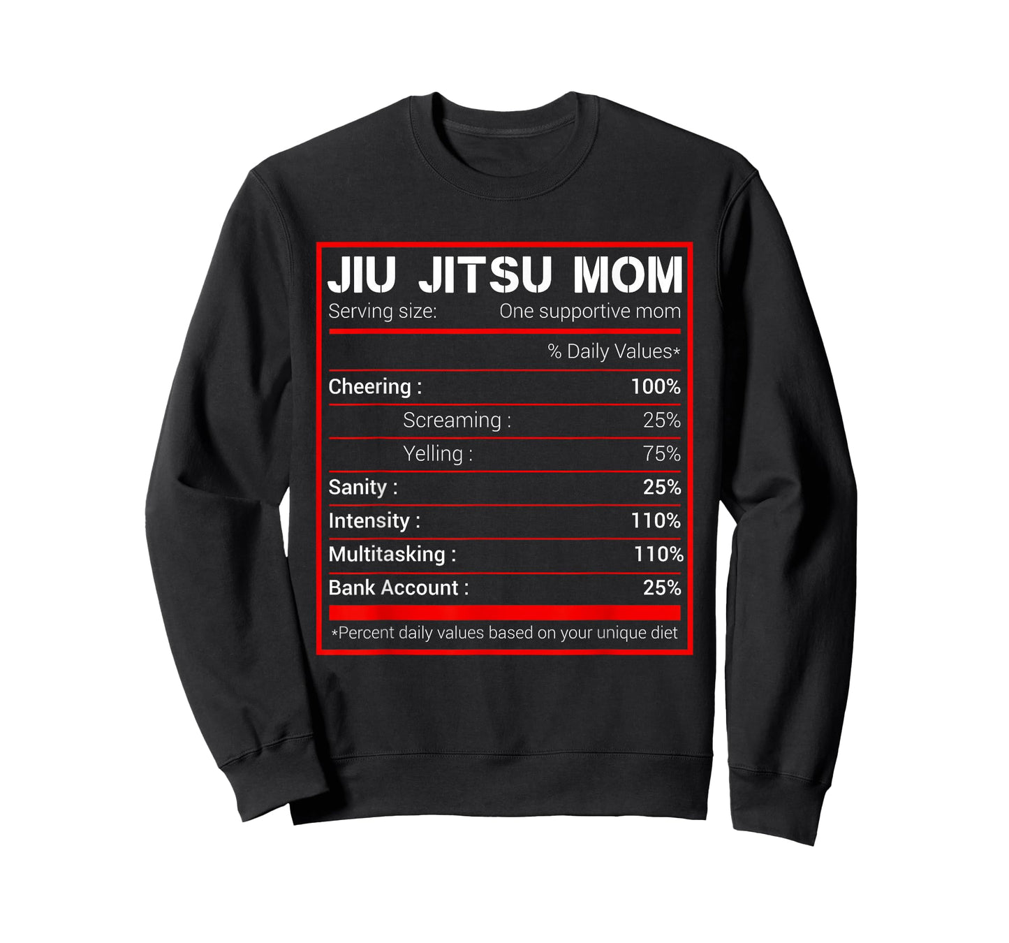 Brazilian Jiu Jitsu Mom Nutritional Facts BJJ MMA T-Shirt