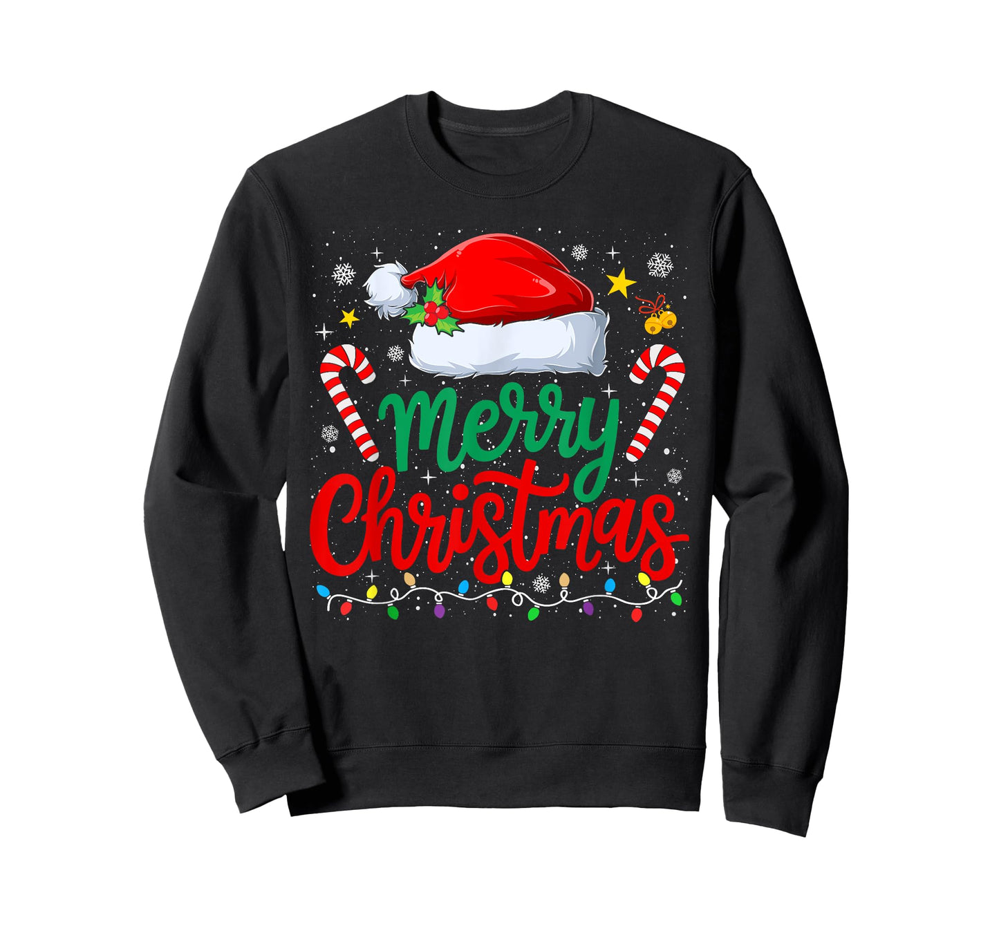 Merry Christmas Lights Family Santa Hat Xmas Men Women Kid T-Shirt