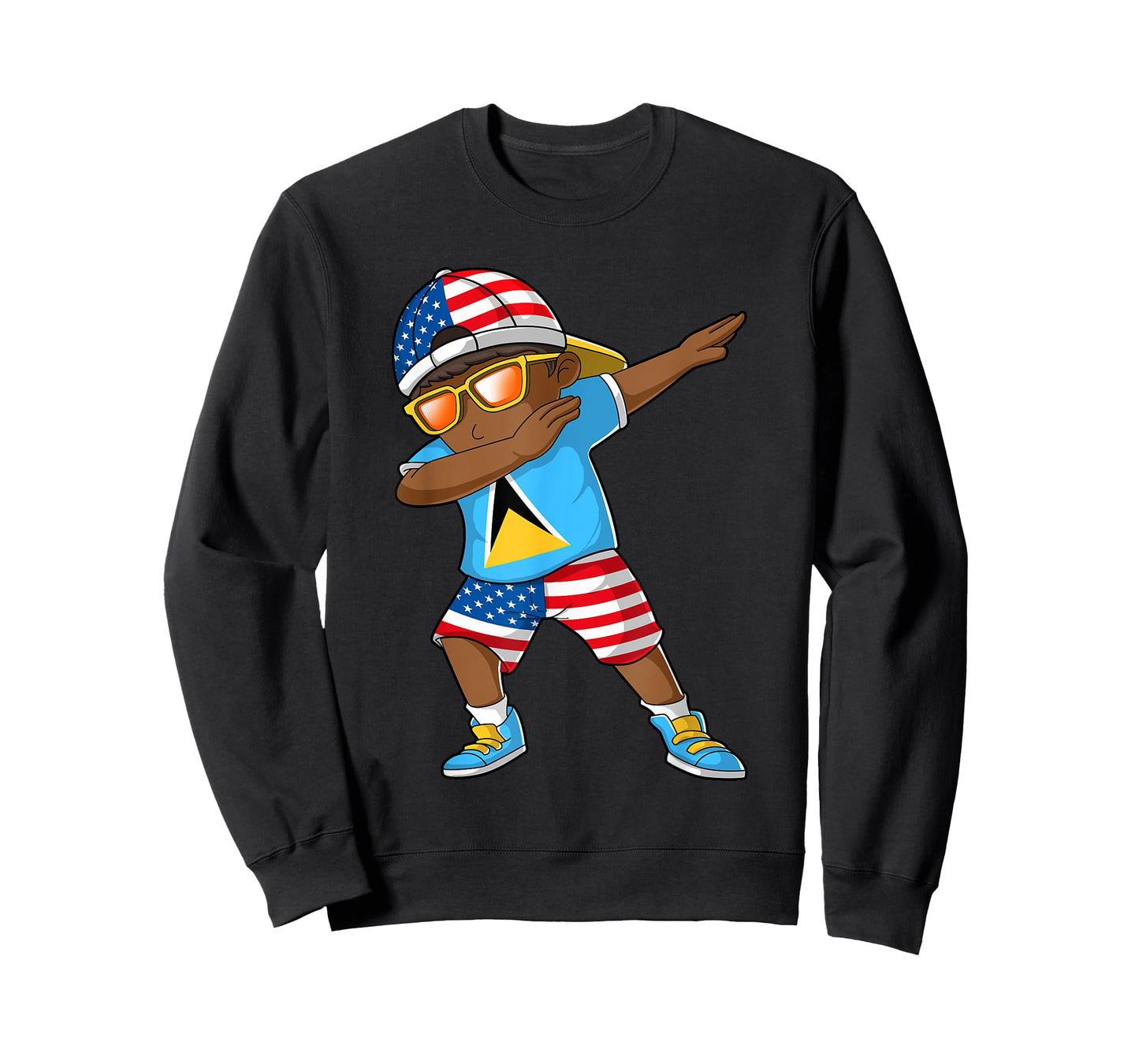 Half American Half Saint Lucian Boy Kid Saint Lucia Flag T-Shirt