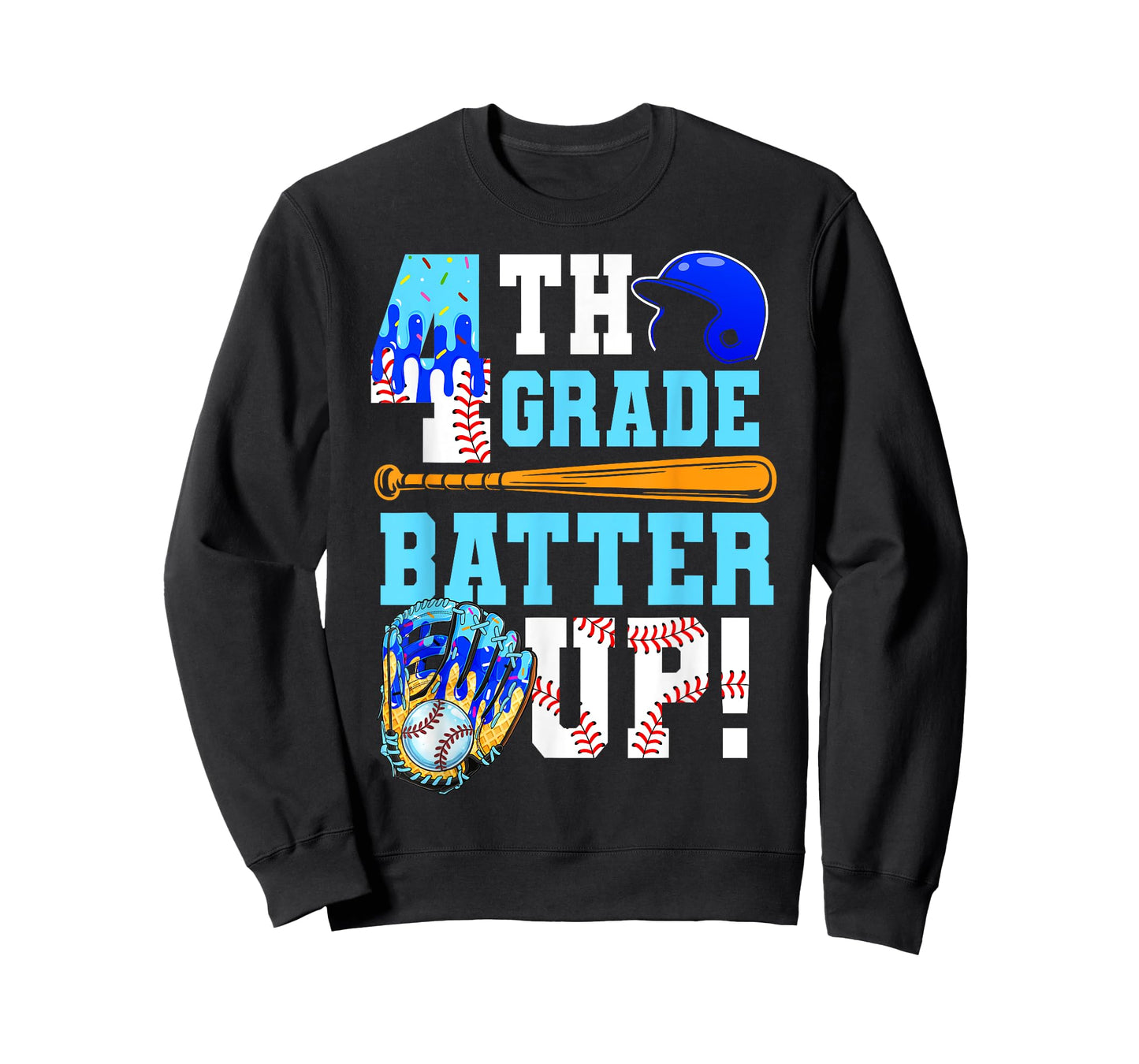 4th Grade Back To School Baseball Drip Ice Cream Batter Up T-Shirt