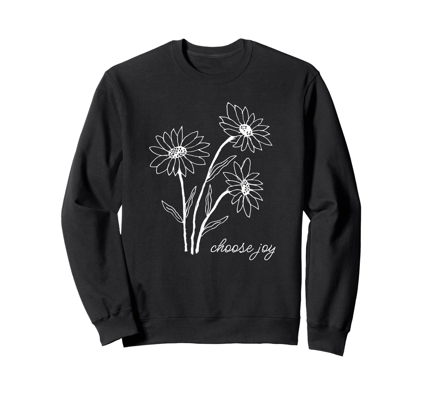 CAMCdesigns Choose Joy Floral Flower Garden Happy Christian Inspiration T-Shirt, Small, Black