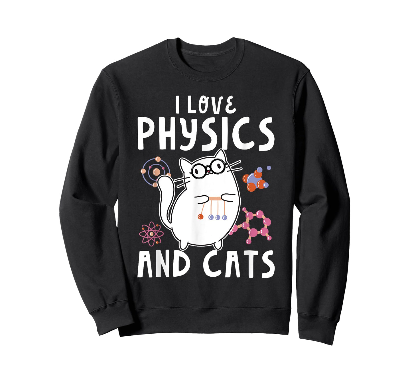 Cool Funny Physics Teacher I Love Physics And Cats Science Men Women Kids T-Shirt