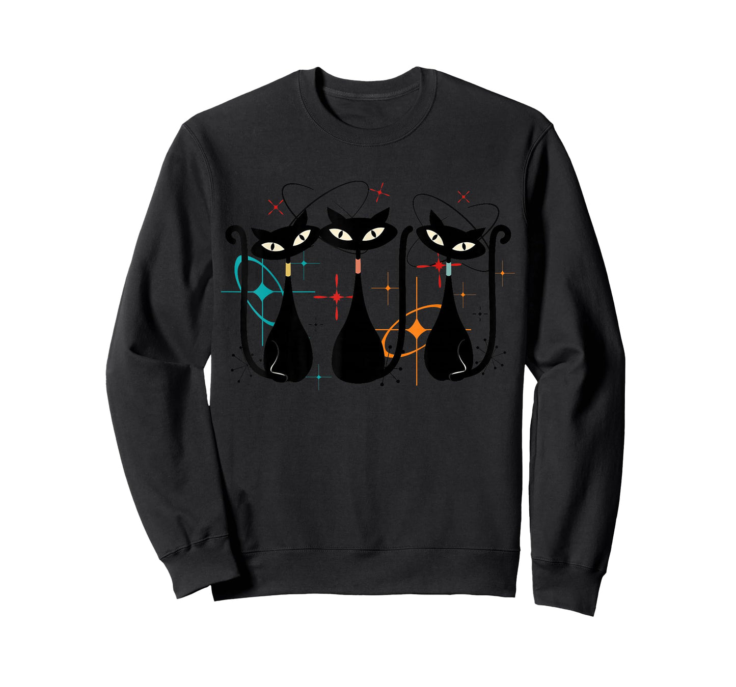 Three Cats Midcentury Mid Century Retro Atomic Age Space T-Shirt