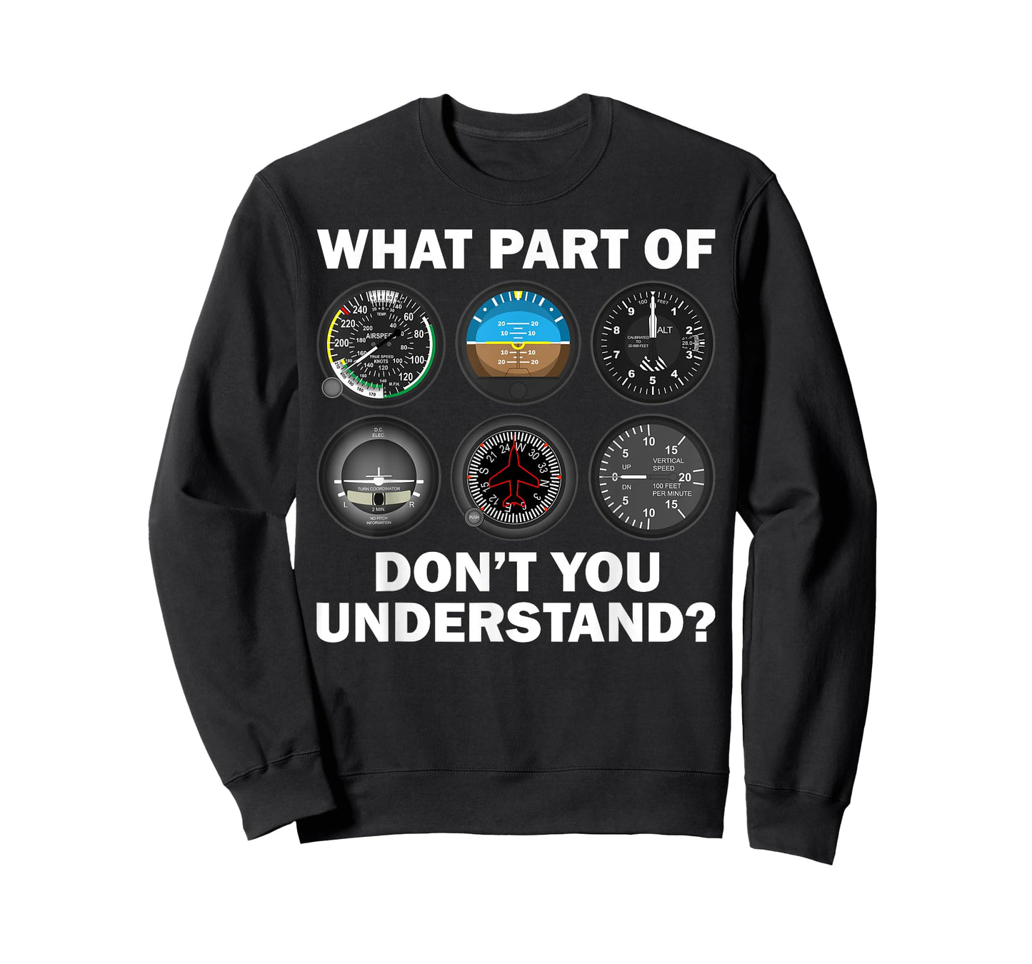 Funny Pilot Art Men Women Aviation Airline Pilot Instruments T-Shirt Small