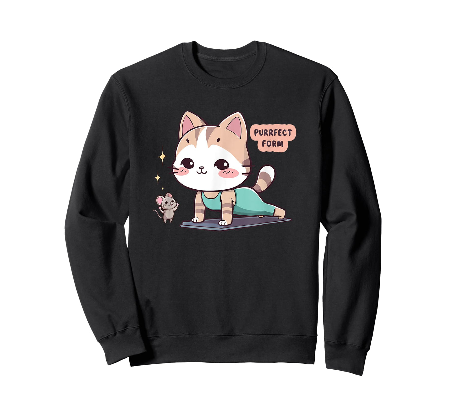 Purrfect Form Cute Cat Gym Workout Kawaii Women Teens Girls T-Shirt