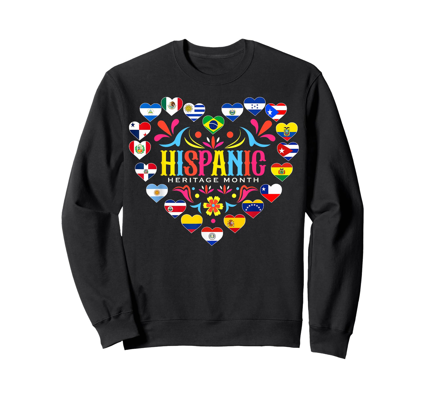 National Hispanic Heritage Month All Countries Flag Heart T-Shirt