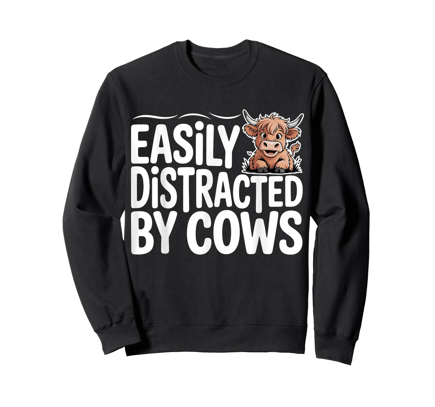 Easily Distracted by Cows Western Highland Cow T-Shirt