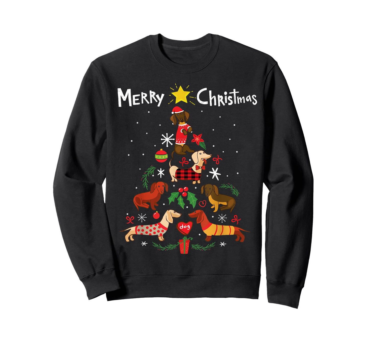 Funny Dachshund Christmas Tree Shirt Ornament Decor Gift T-Shirt
