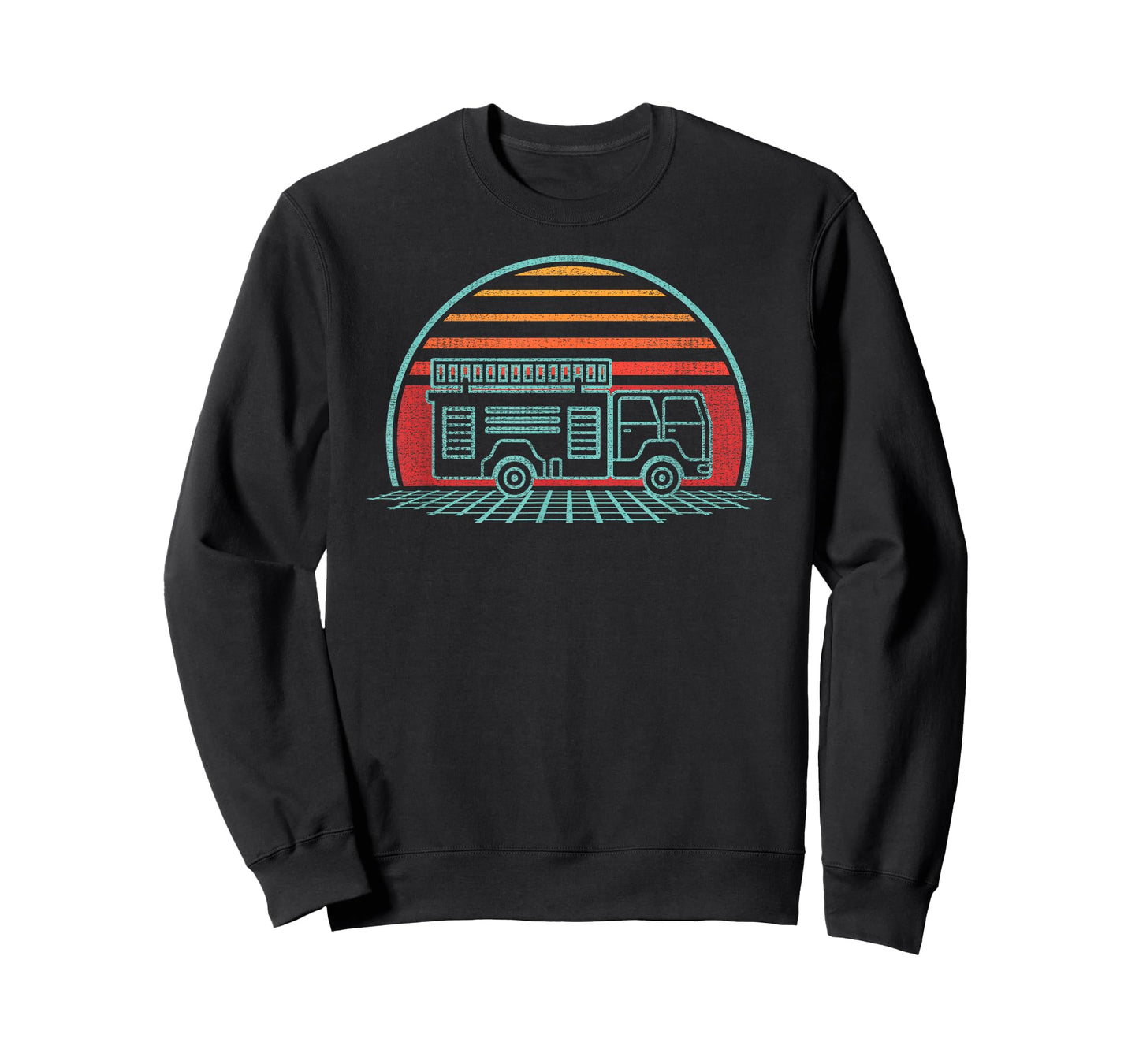 Fire Truck Engine Retro 80s Style T-Shirt