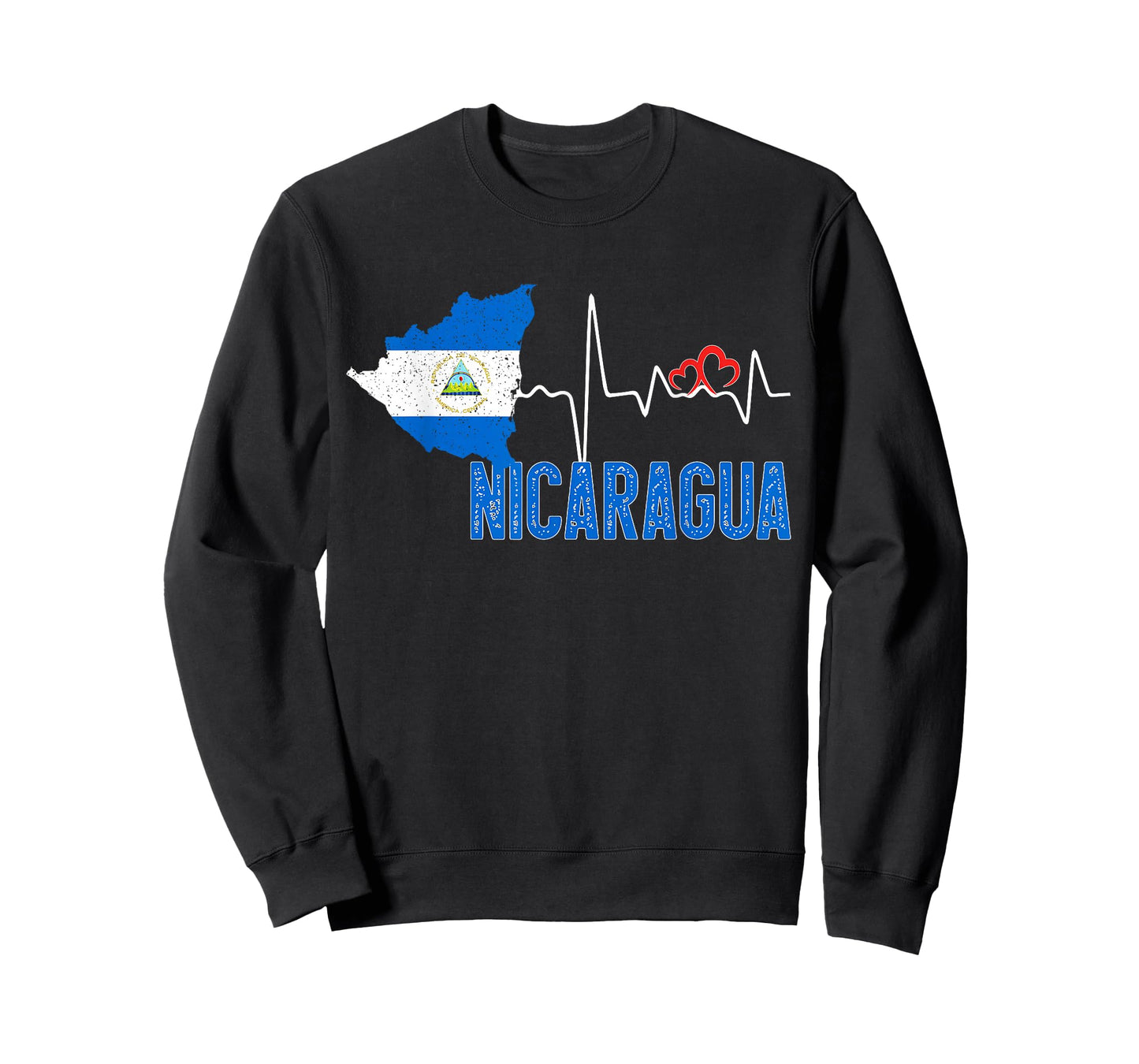 Nicaragua Flag Map Heartbeat for Nicaraguan Pride T-Shirt