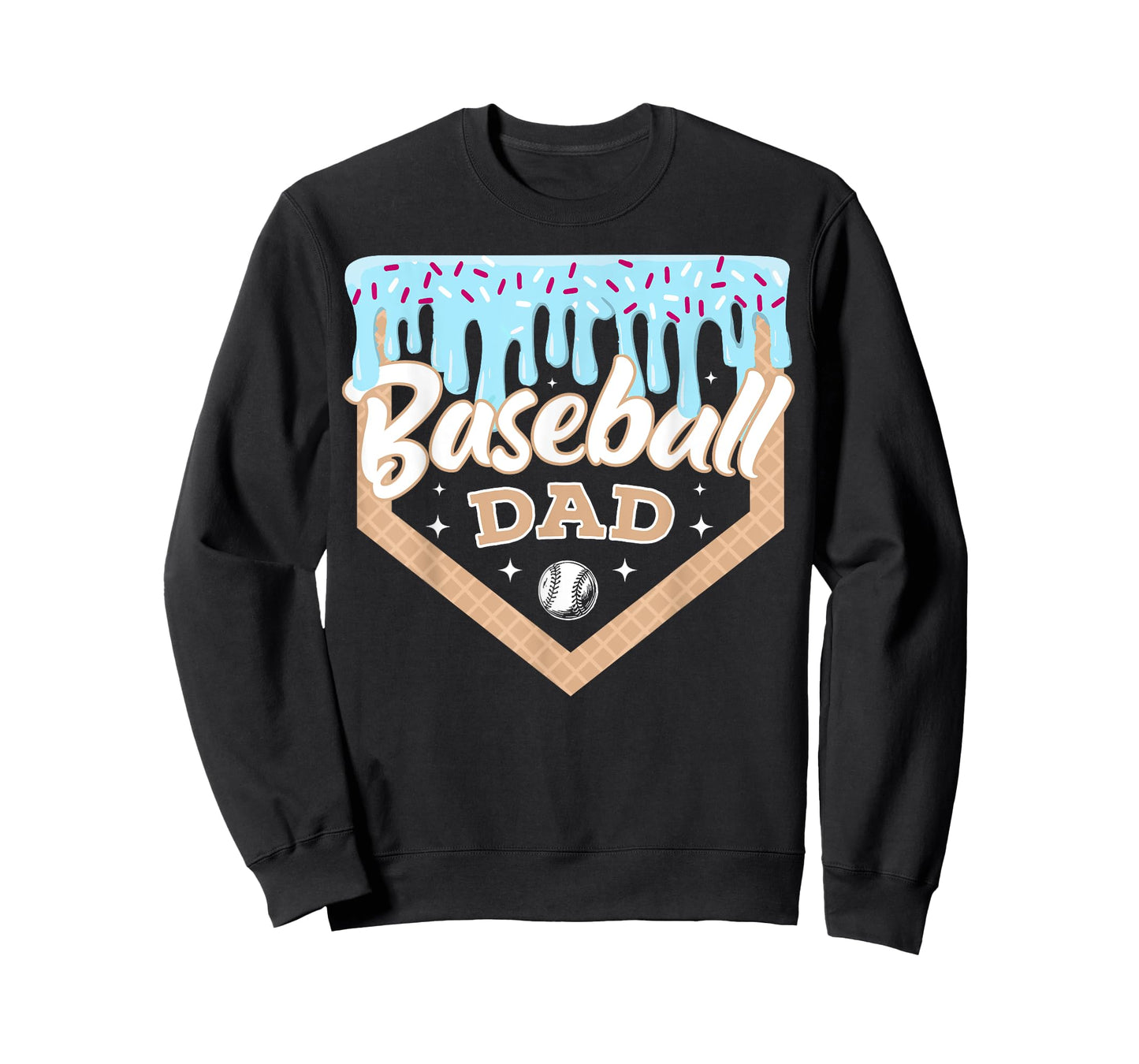 Baseball Drip Dad Ice Cream Home Plate Baseball Fathers Day T-Shirt