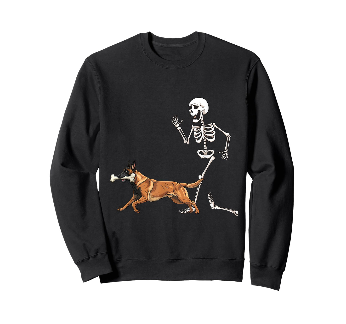 Funny Halloween Belgian Malinois and Skeleton T-Shirt