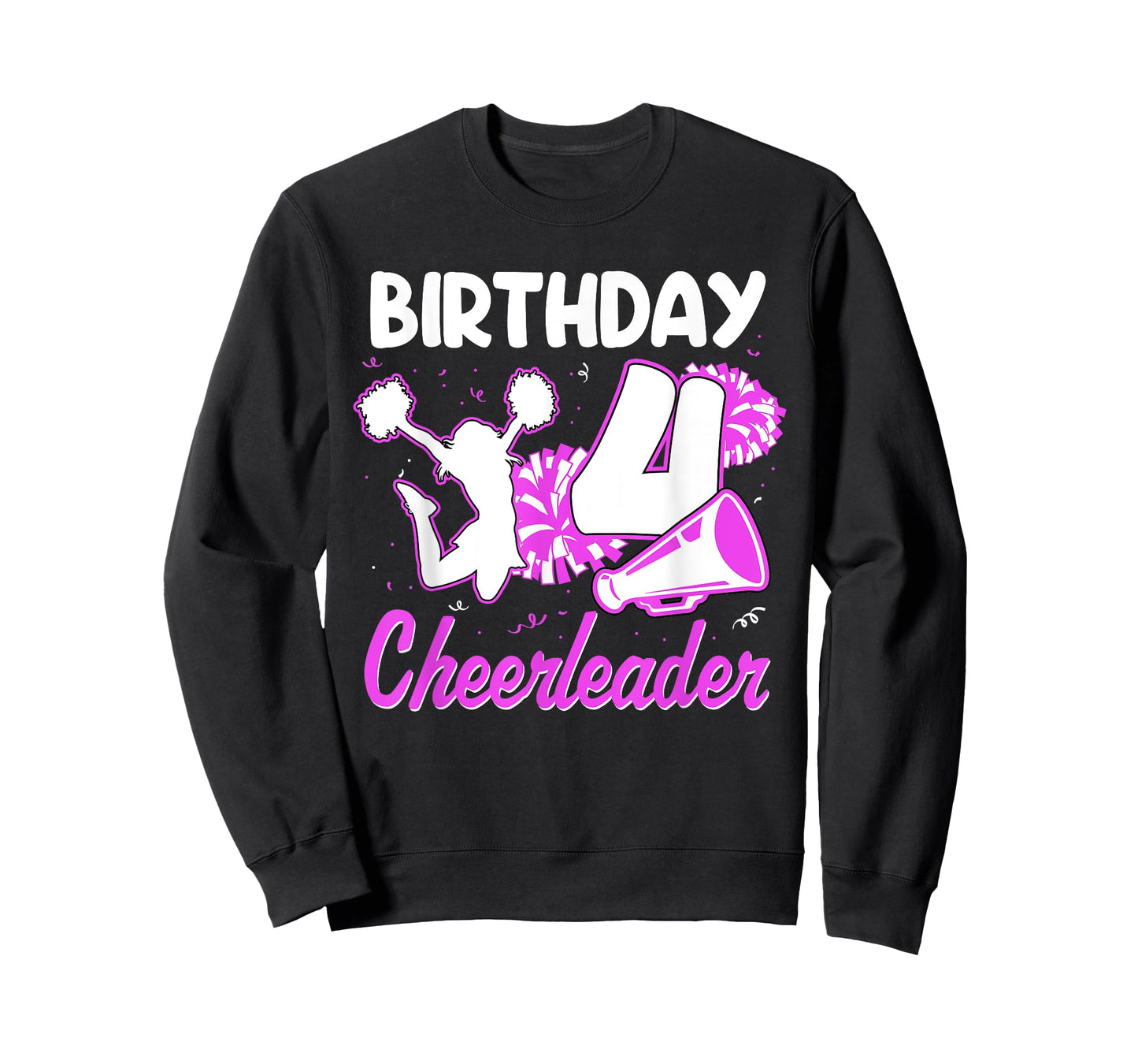4th Birthday Cheerleader Girl 4 Years Old Cheerleading T-Shirt