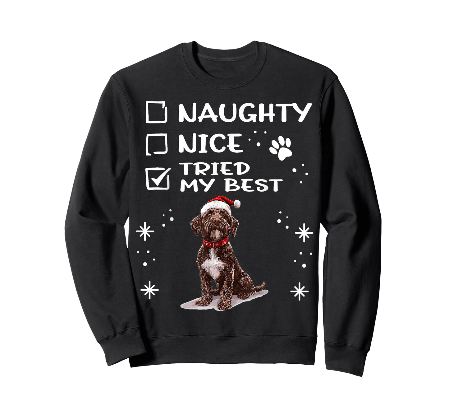 Cute Wirehaired Pointing Griffon Dog Christmas Naughty Nice T-Shirt