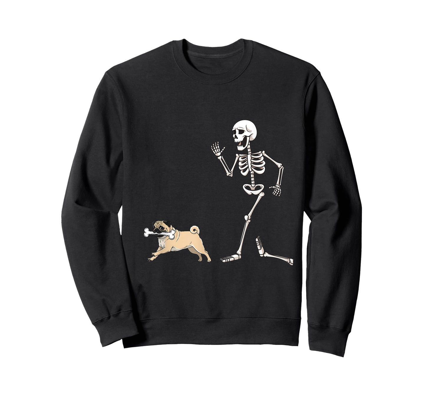 Funny Halloween Pug and Skeleton T-Shirt