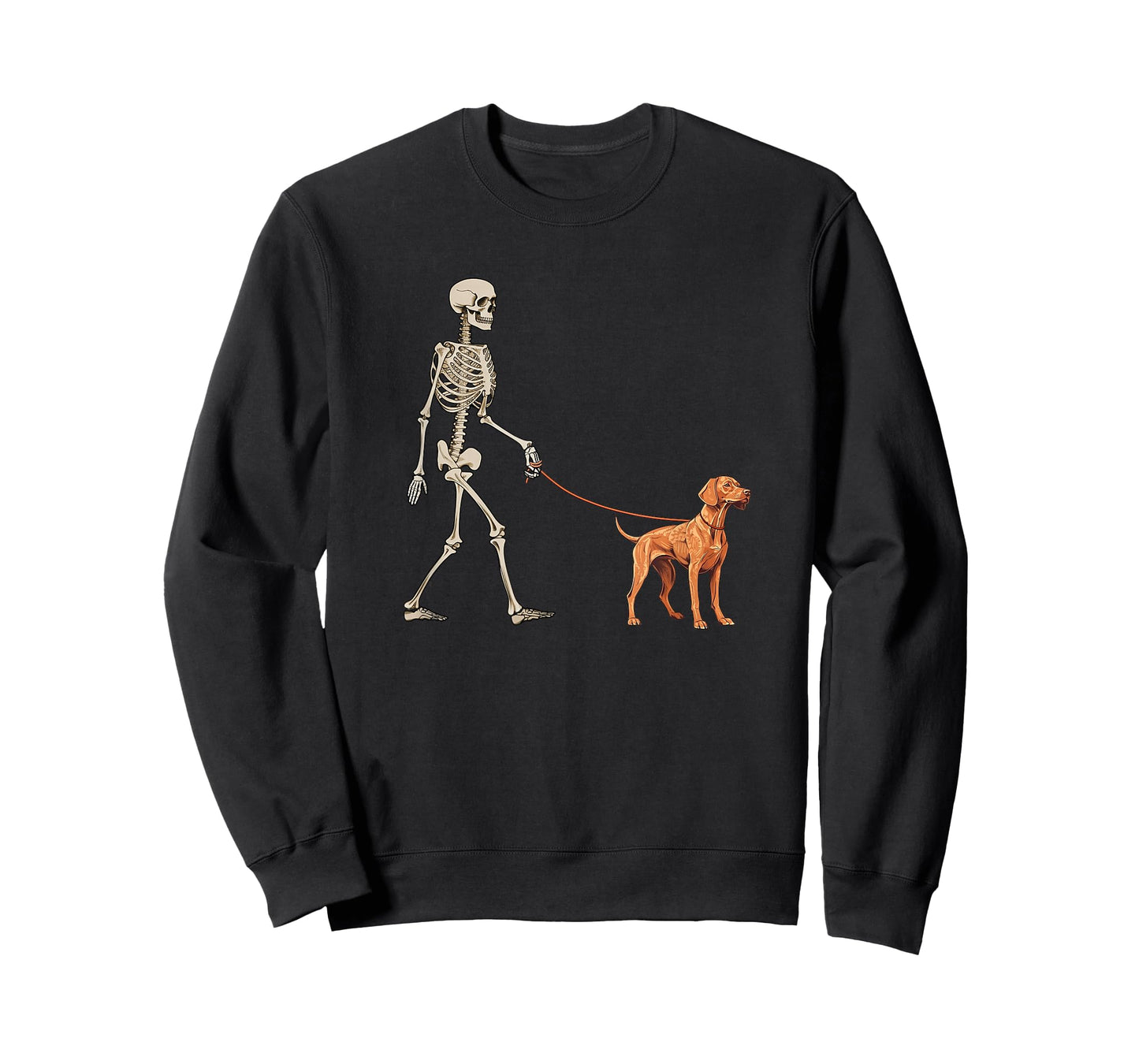 Funny Vizsla Skeleton Dog Walking Halloween Dog T-Shirt