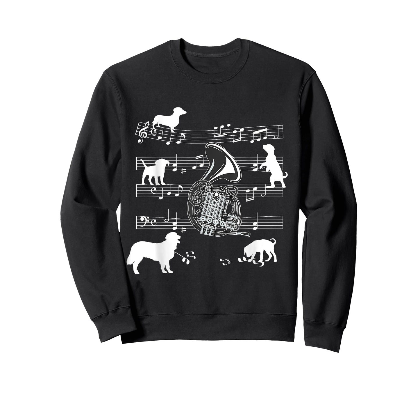 French Horn Player Dog for Horn Player Dogs and French Horn Men Women Girls Kids T-Shirt