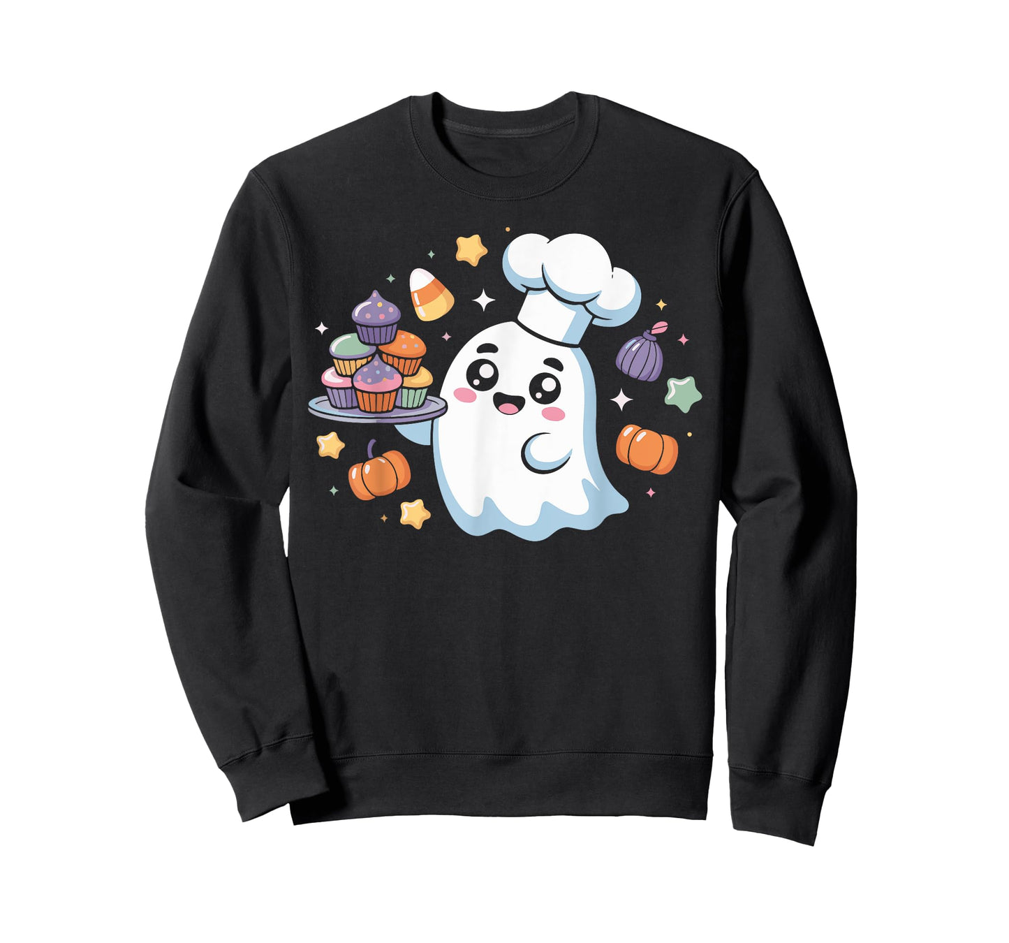 Kawaii Ghost Baker Women Halloween Cupcake Lover Costume Men T-Shirt