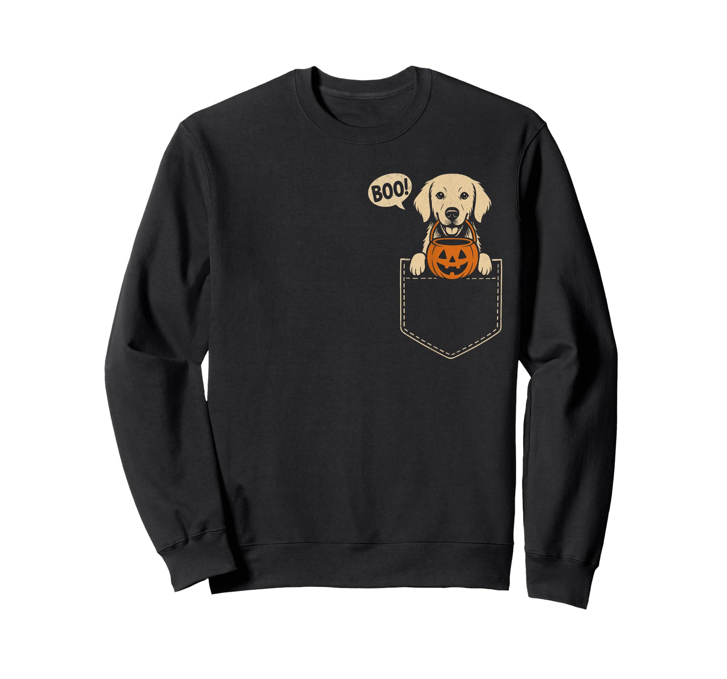 Funny Golden Retriever Halloween Golden Dog Cute Pocket Boo T-Shirt