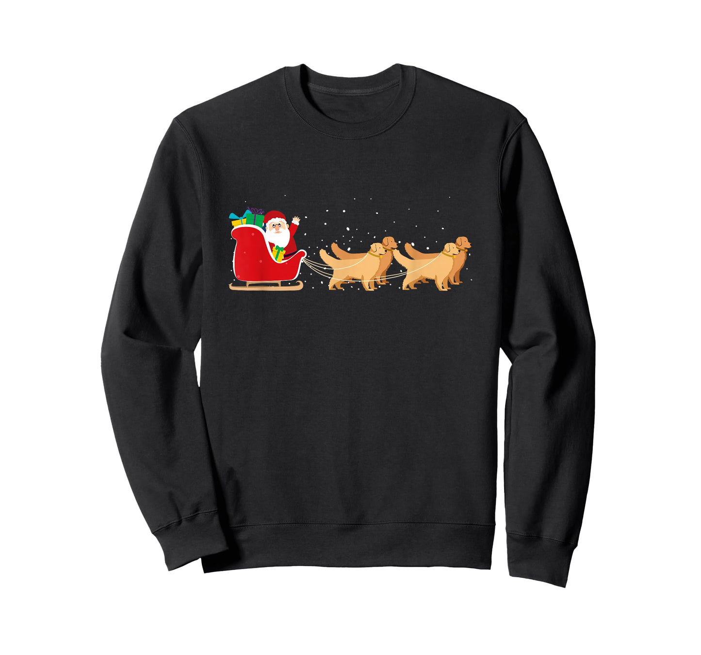 Golden Retriever Santa Christmas Sleigh Funny Labrador Xmas T-Shirt