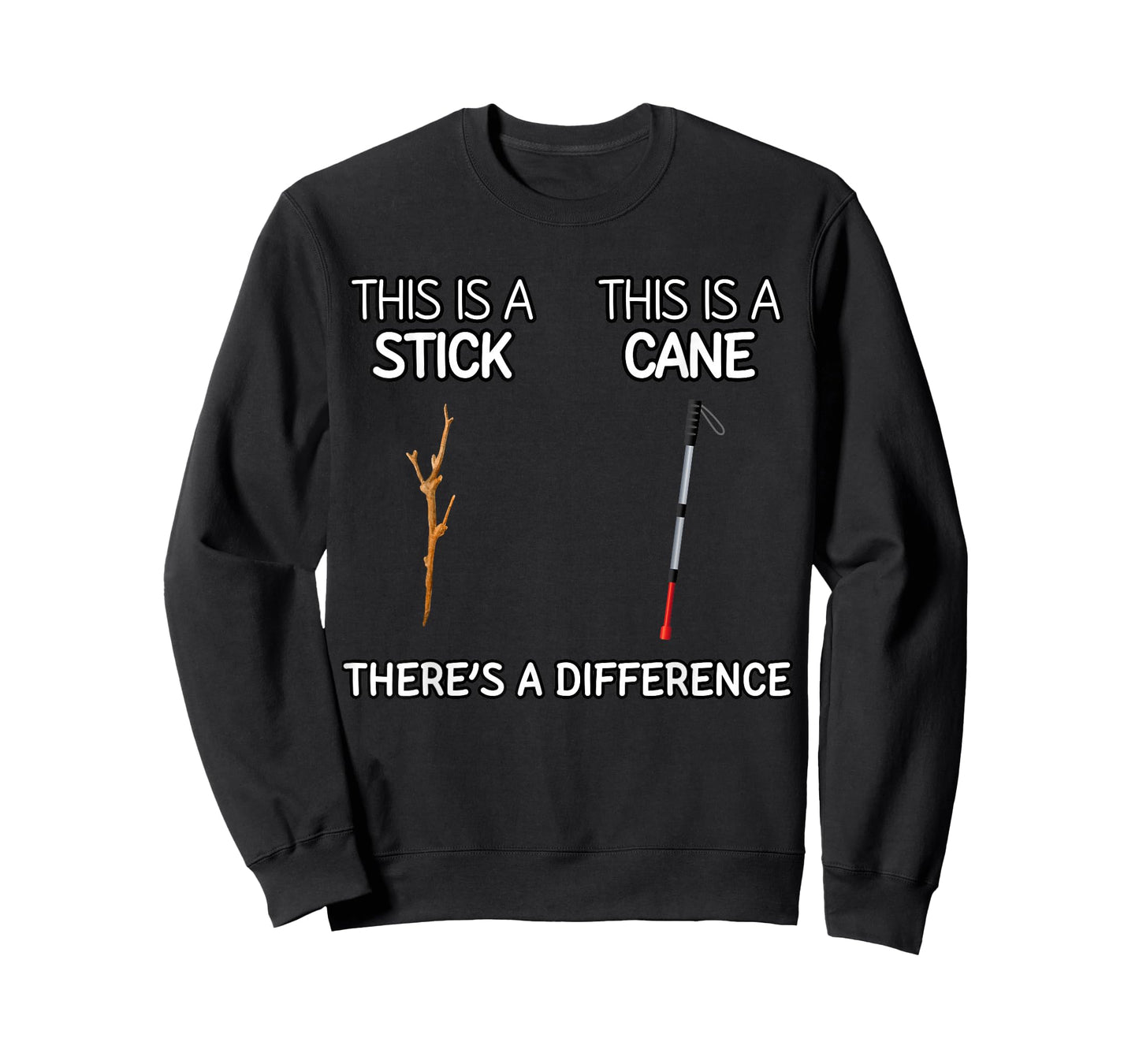 Funny Blind Braille Orientation and Mobility Stick vs Cane T-Shirt