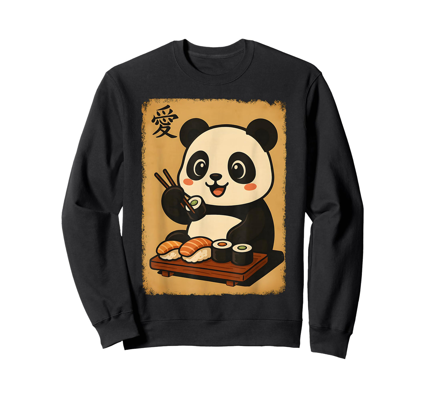 Cute Kawaii Panda Eating Sushi Funny Japanese Panda Graphic T-Shirt