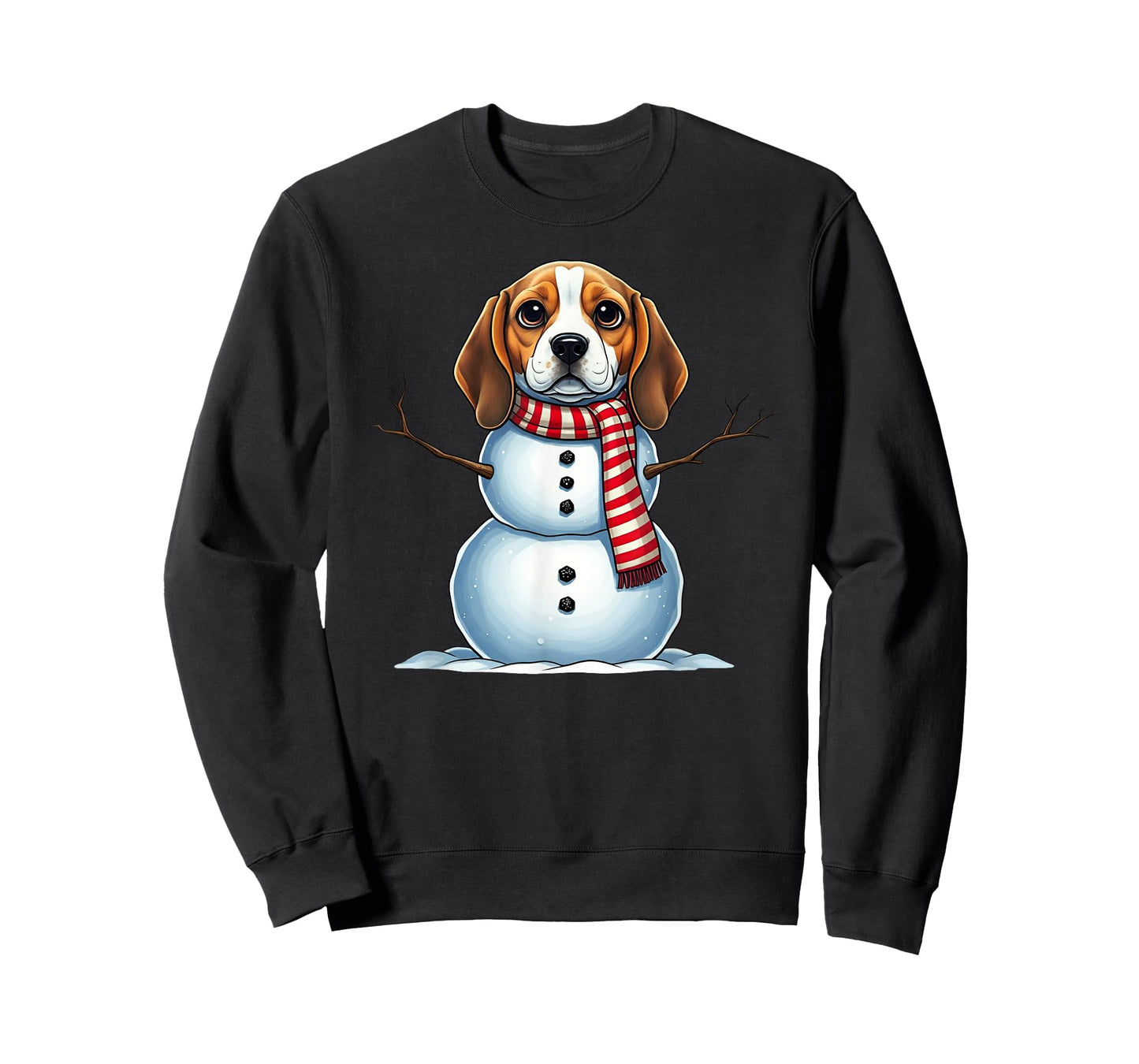 Funny Beagle Dog Snowman Scarf Christmas Womens Mens Kids T-Shirt