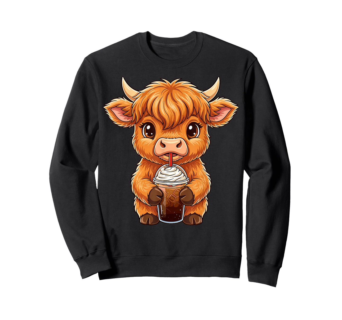 Highland Cow Iced Coffee Cute Country Animal T-Shirt