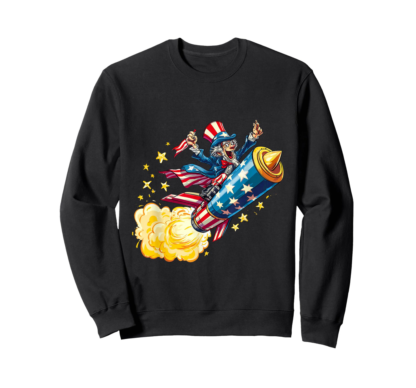 Uncle Rocket Look in Patriotic Colors for Firework Lovers T-Shirt