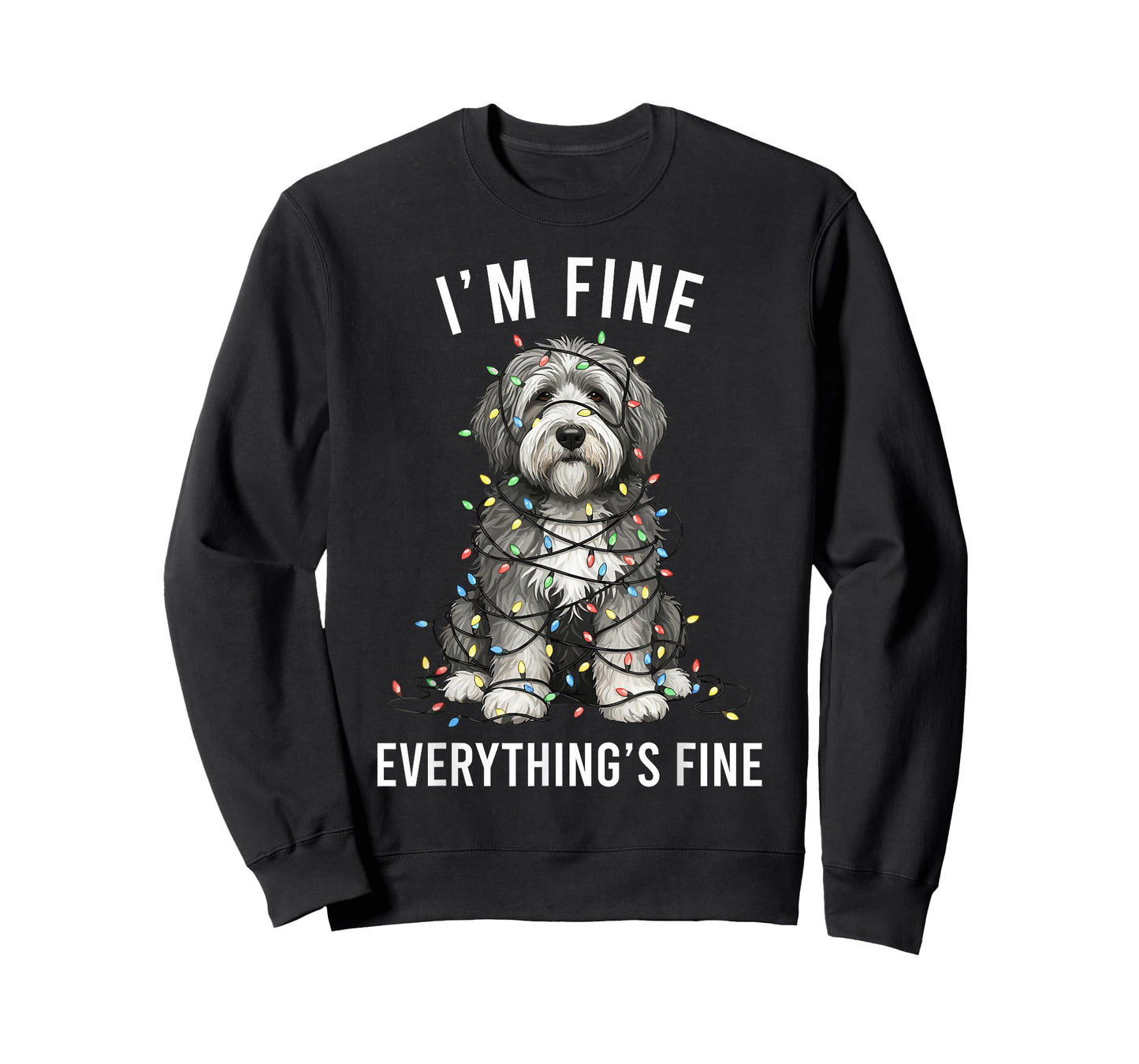 Old English Sheepdog Christmas I'm Fine Everything is Fine T-Shirt
