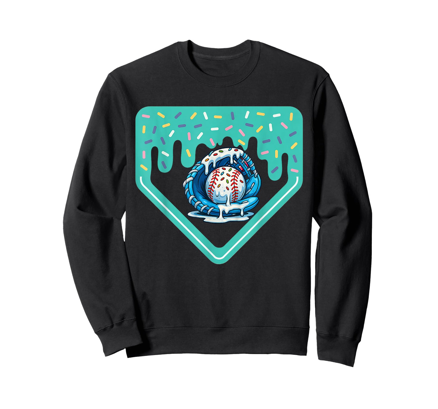 Baseball Home Plate Dripping Ice Cream Drip Youth Boys T-Shirt