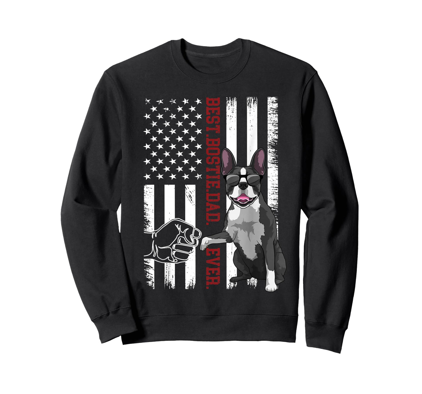 Boston Terrier Dad Dog American Flag Bostie Dog for Men T-Shirt