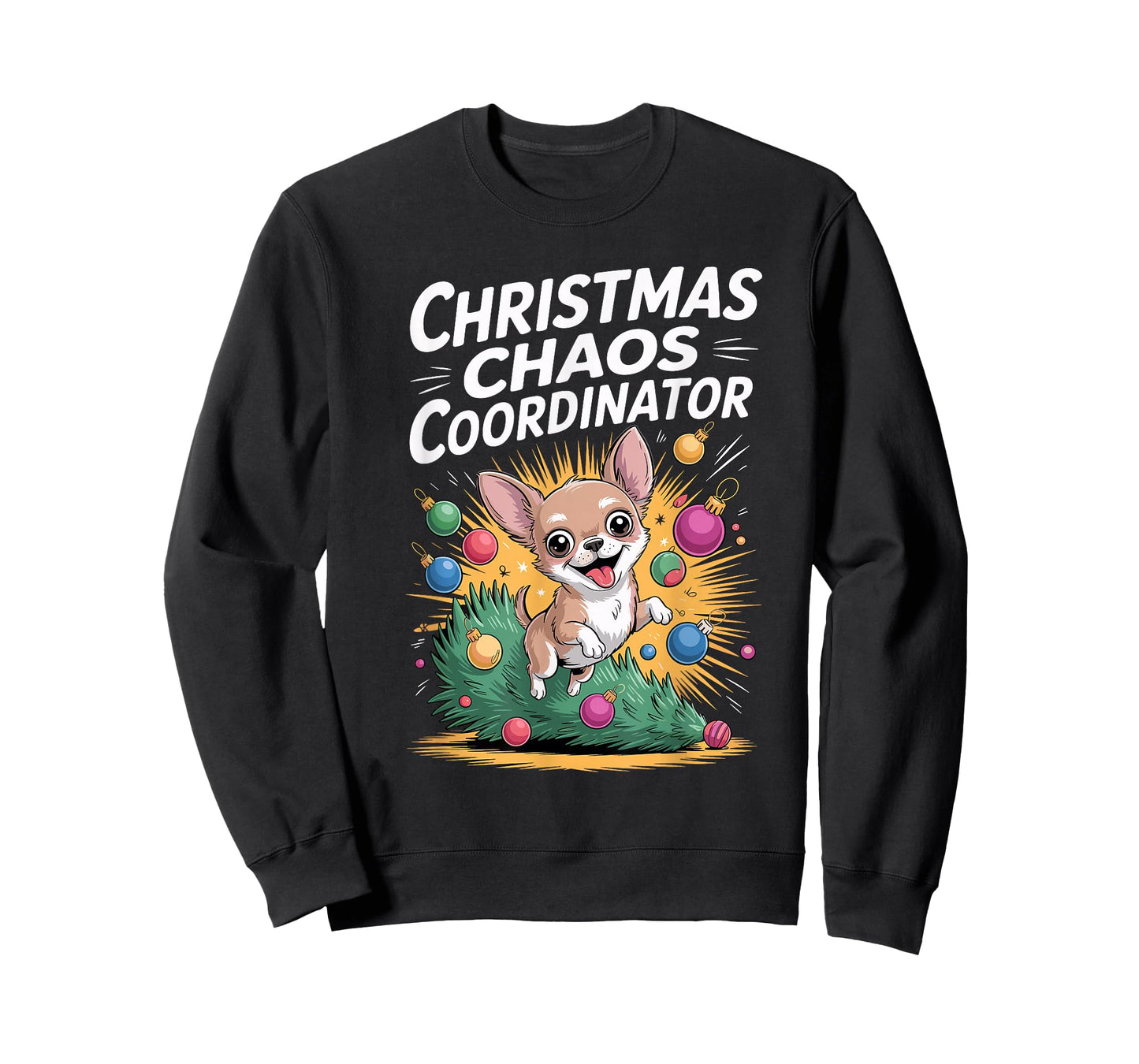 Christmas Chaos Coordinator Xmas Puppy Funny Chihuahua T-Shirt