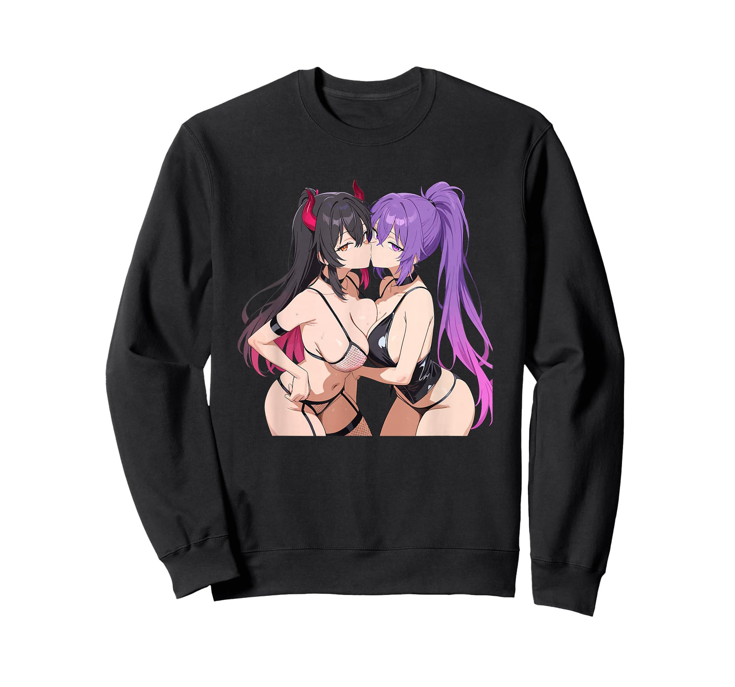 Waifu Sexy Anime Kissing Girl Horns Japanese Manga T-Shirt