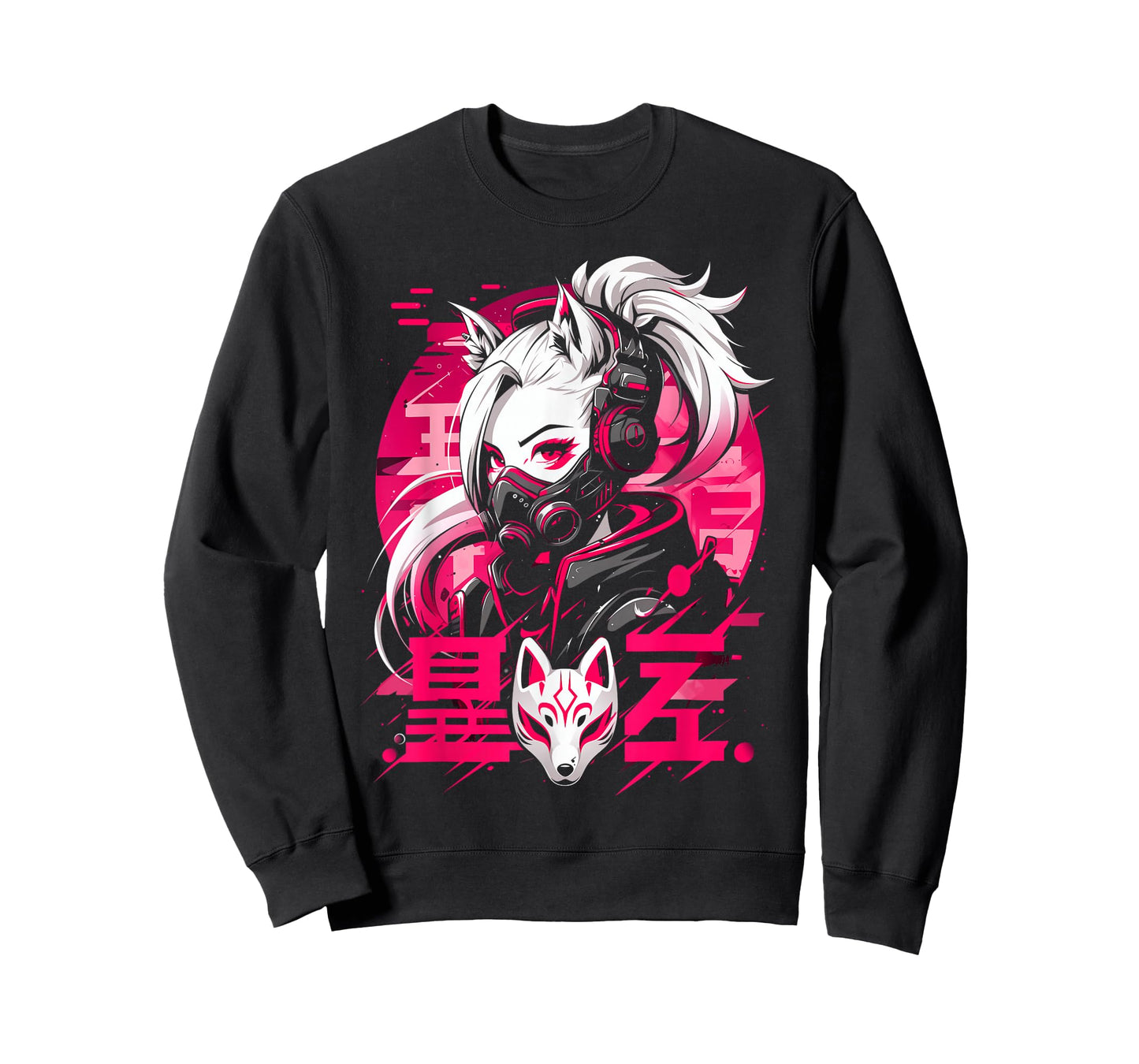 Anime Manga Cyberpunk Aesthetic Techwear Harajuku Kitsune T-Shirt