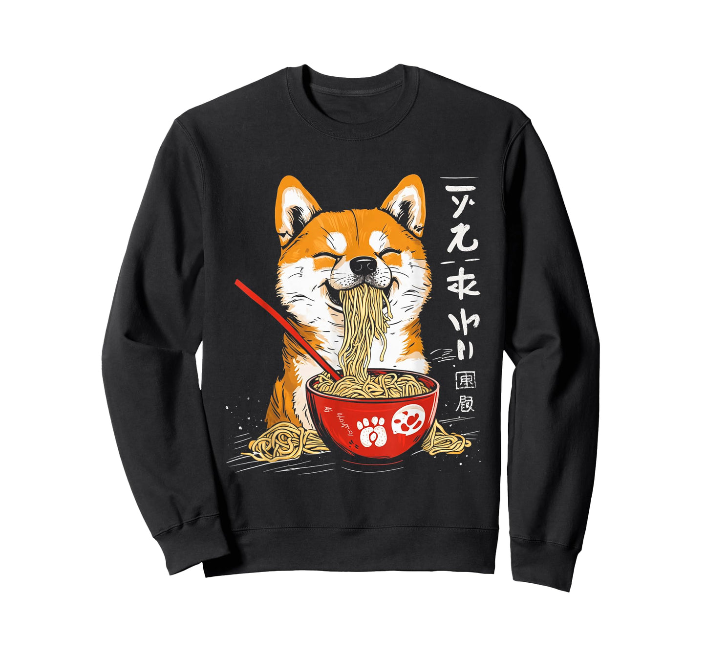 Japanese Art Cute Shiba Inu Kawaii Dog Eating Ramen Noodles T-Shirt