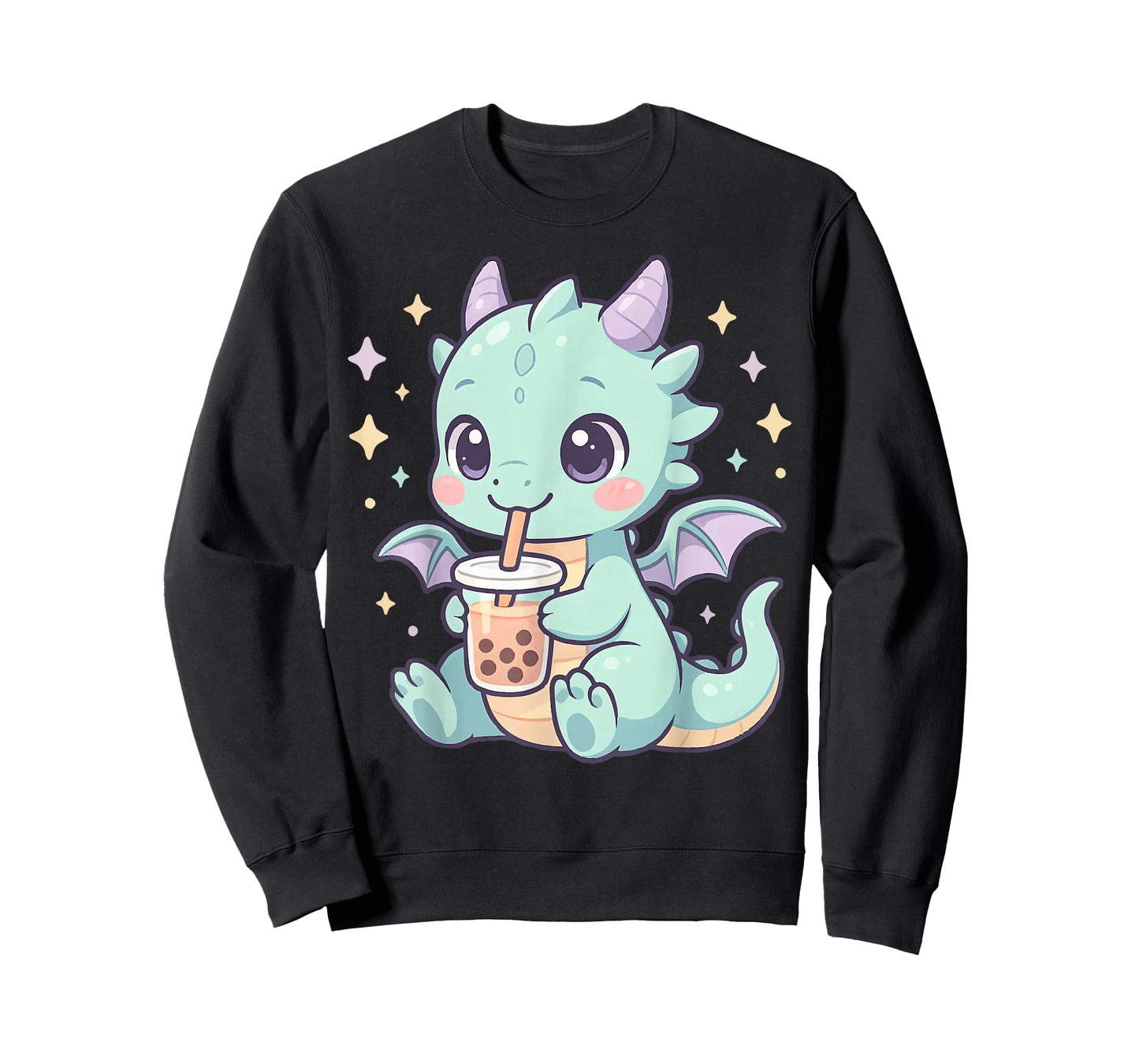 Cute Chibi Baby Dragon with Bubble Tea Kawaii Anime Pastel T-Shirt