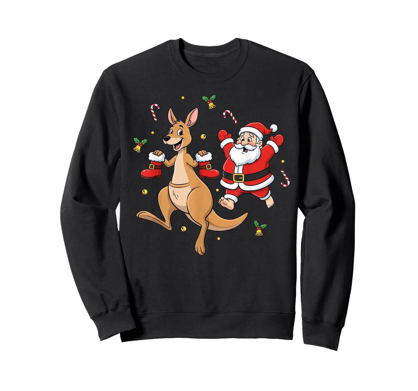 Funny Kangaroo Santa Claus Boots Christmas Womens Mens Kids T-Shirt