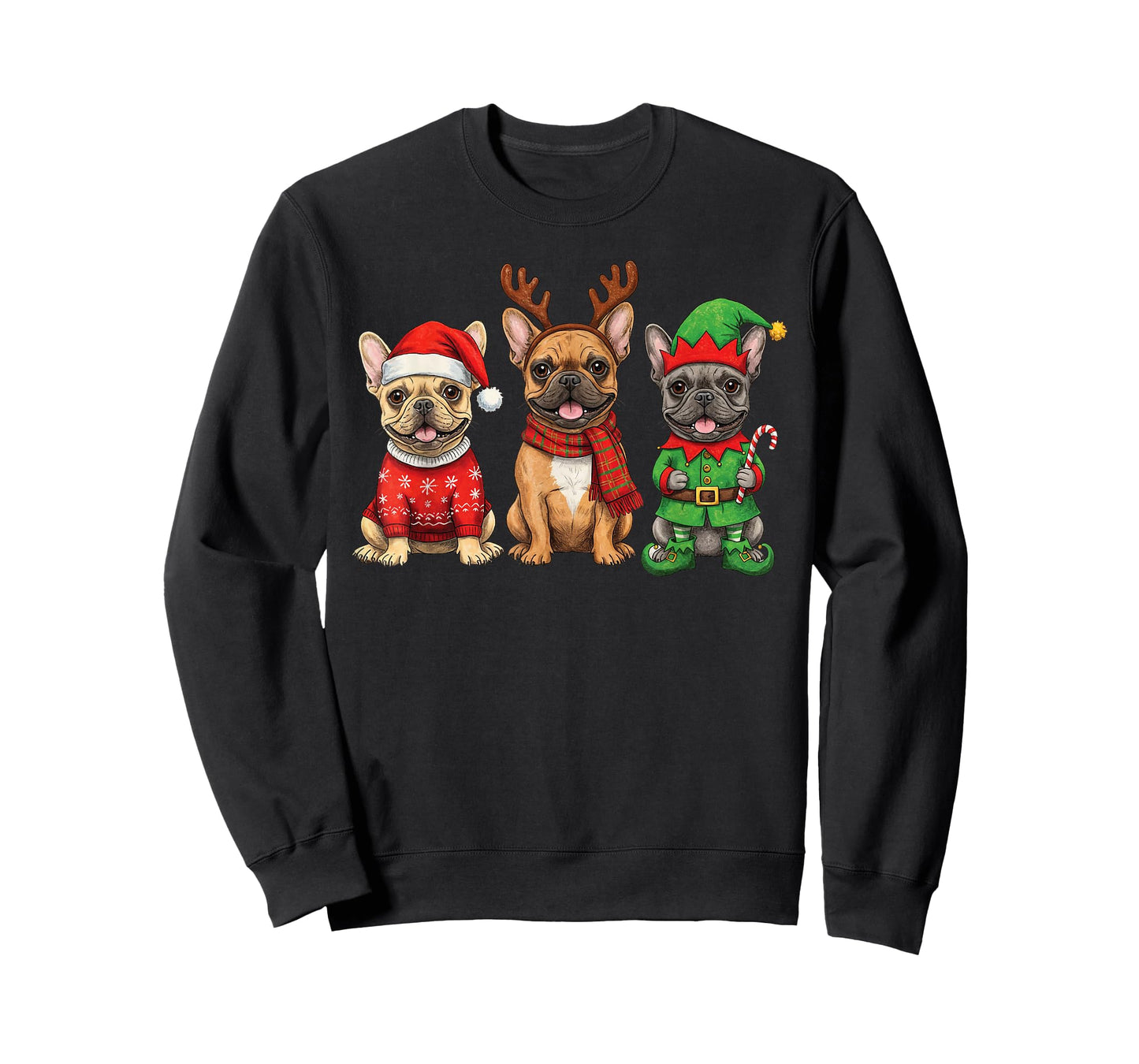 French Bulldog Christmas Lights Reindeer Santa Dog Lovers T-Shirt