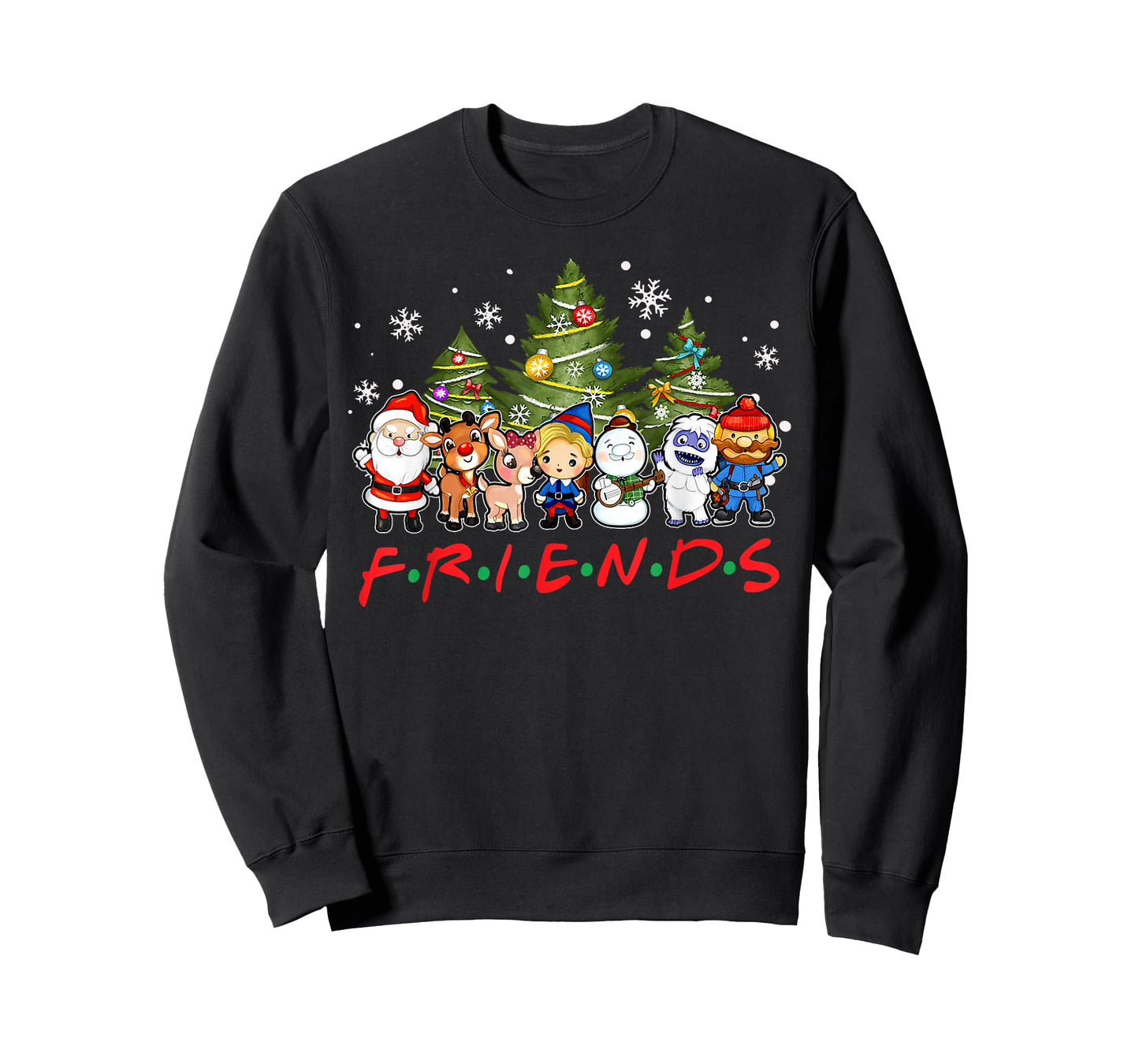 Christmas Santa Friends Rudolph Snowman Family Xmas Holiday T-Shirt