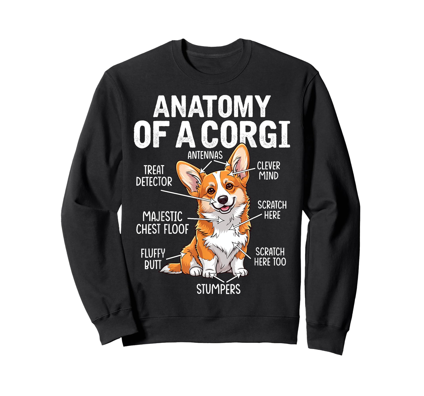 Anatomy of a Corgi Funny Dog Diagram Humor Cute Dog Parts T-Shirt