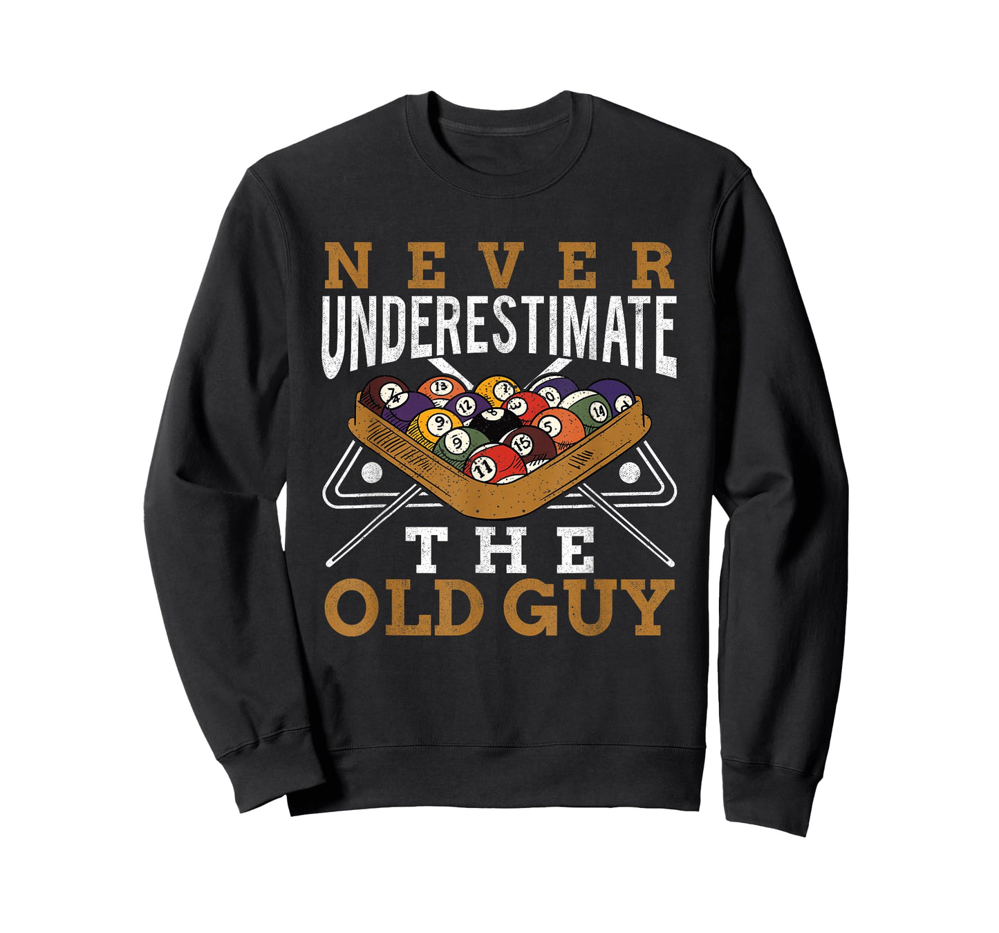 Never Underestimate The Old Guy Retro Pool Billiards Grandpa T-Shirt