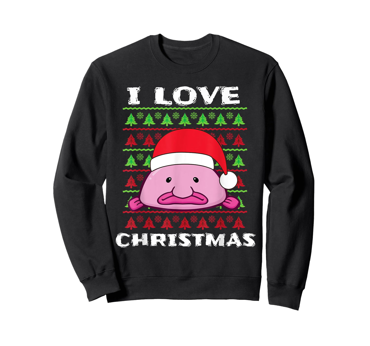 I Love Christmas T-Shirt Blobfish Santa Hat T-Shirt